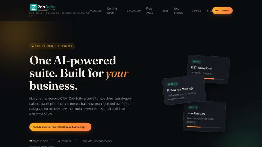 Zeo Suite interface
