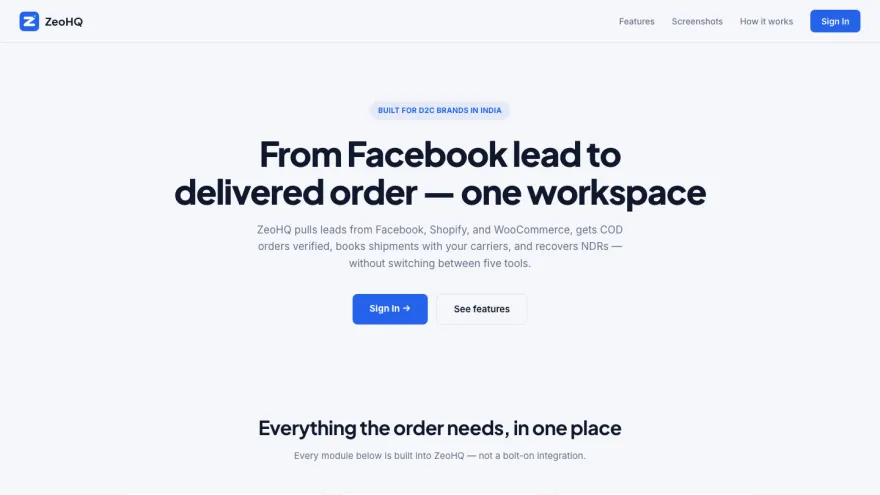 ZeoHQ interface